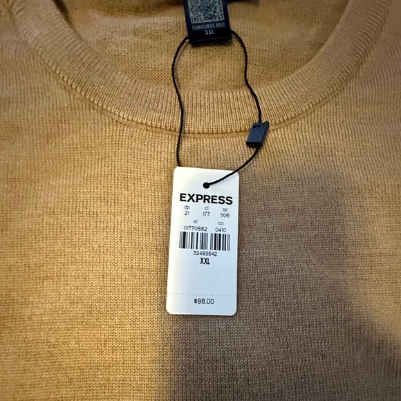 Nwt - express merino wool crew neck sweater size xxl color camel - Picture 6 of 10